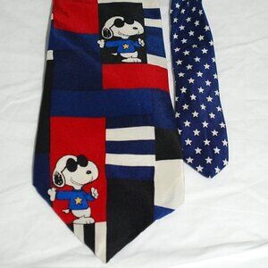 56” Vintage Mens Snoopy & Friends Peanuts Tie Stars and Stripes American GUC